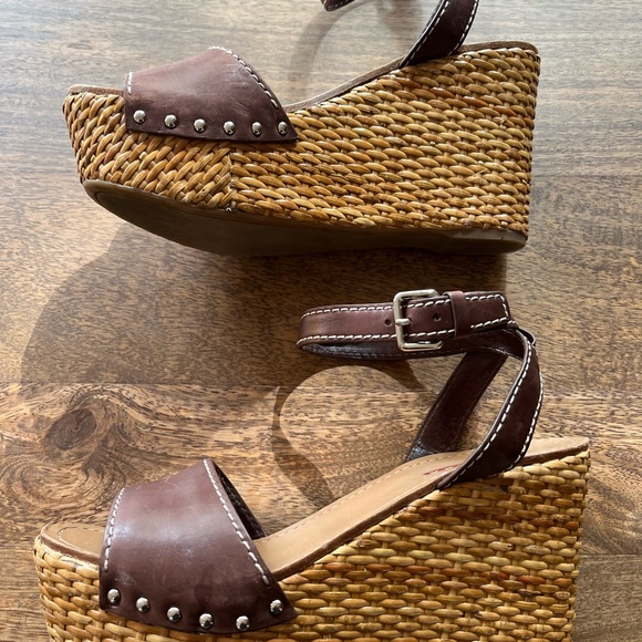 Prada brown leather sabot sandals/espadrilles - Picture 2 of 4